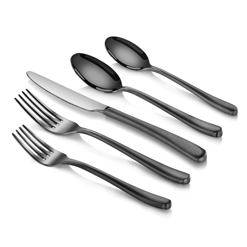 Ensemble de couverts 20 pièces en acier inoxydable 18/10 Boggs, service pour 4, Noir