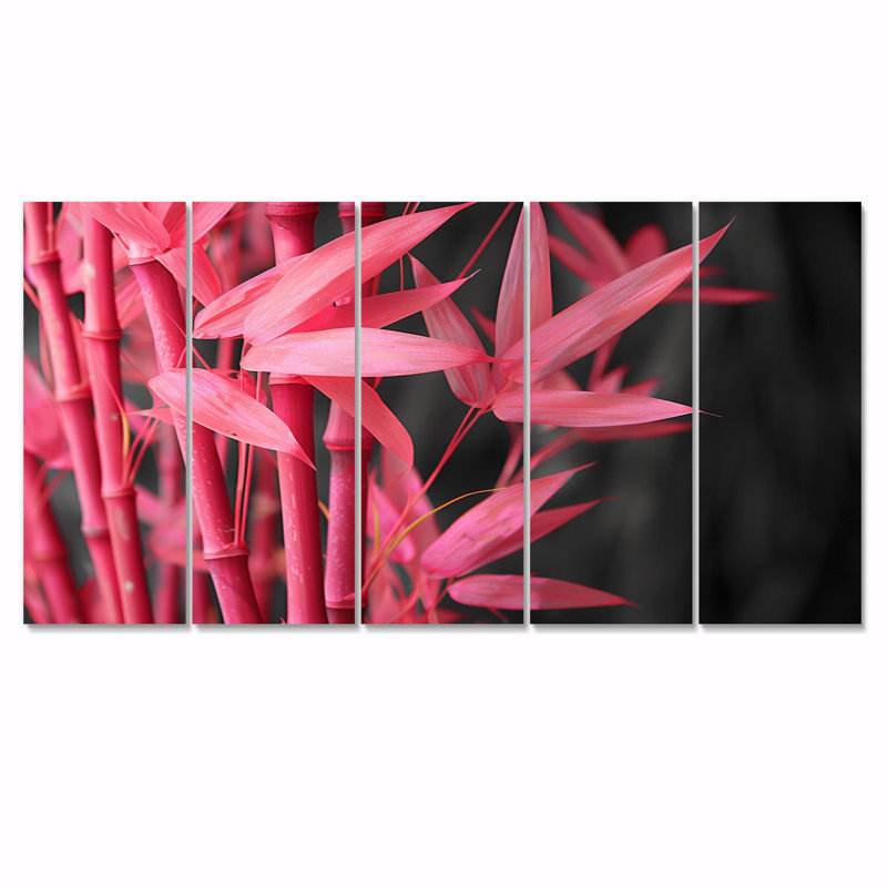 Ensemble de décoration murale en bambou rose et noir Garden II, H 28 po x l 60 po