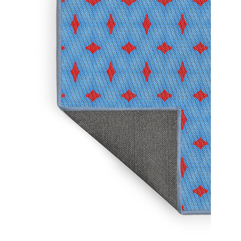 Tapis abstrait bleu / rouge, Rectangle 3 pi x 5 pi