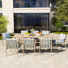 9-Piece Outdoor Dining Set For 8, Aluminum Patio Rectangular Dining Table With Umbrella Hole