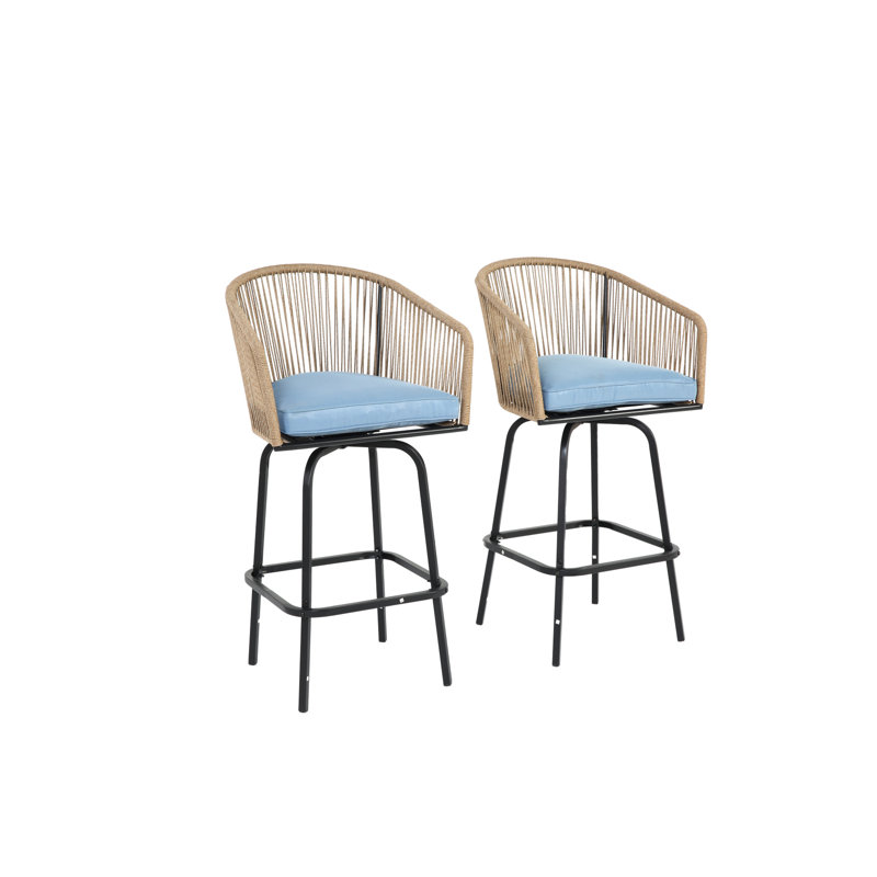 2 tabourets de bar d'extérieur - bleu toutes saisons avec balcon pour la cour, le jardin, la terrasse et les chaises d'assemblage sans effort, forme facile