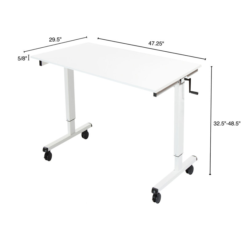 Bureau debout à hauteur ajustable Fontclair, H 32,5 po x l 47,25 po x P 29,5 po, Blanc brillant / Blanc