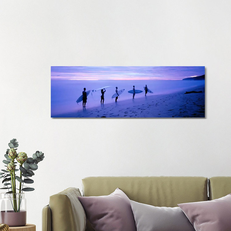 Surfers On Beach Costa Rica - Wrapped Canvas Panoramic Print, 121.92 cm H x 40.64 cm W x 1.91 cm D