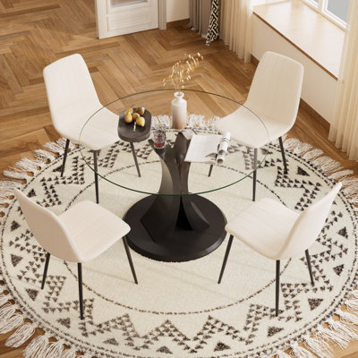 Ensemble de table ronde en verre trempé