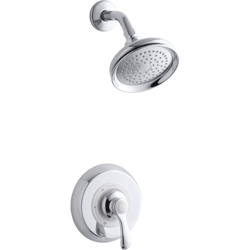 Kohler Fairfax Rite-Temp Shower Valve Trim with Lever Handle and 2.5 Gpm Showerhead, Polished Chrome