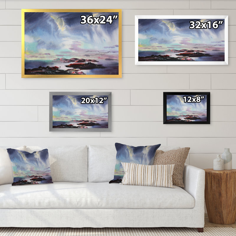 «Storm Clouds Over the Ocean», impression sur toile encadrée, Cadre photo noir, H 12 po x l 20 po x P 1 po