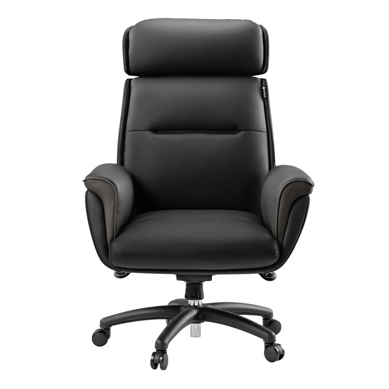 Eureka Silicone Leather Executive Chair with Headrest, Black