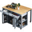 47" Rubber Wood Kitchen Island With Extendable Table, Storage Rack, Drawers, Cabinets & Built-In Power Outlet, Grey Blue-398403432