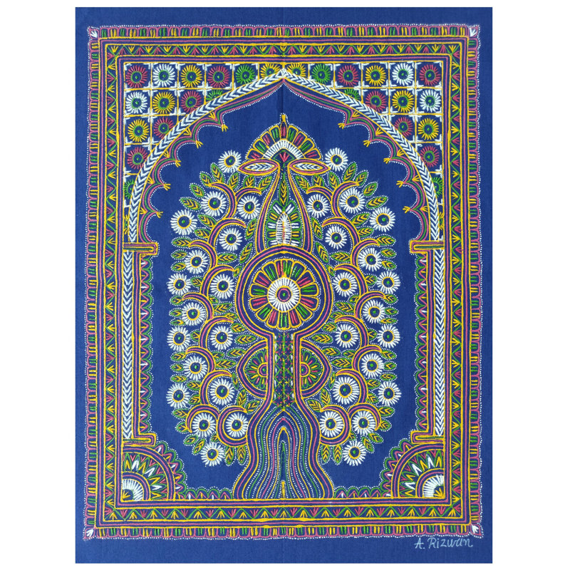 Arbre coloré sur toile bleue | Couleur minérale naturelle sur toile | Par Rizwan Khatri
