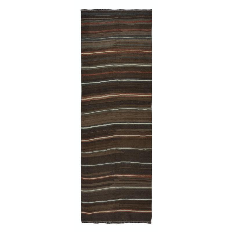 Tapis de couloir tissé à la main 4,3 x 12,2 pi Kilim