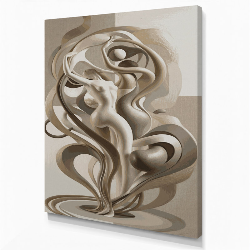 Abstrait art figuratif sur toile 27 gris, H 14 po x l 11 po
