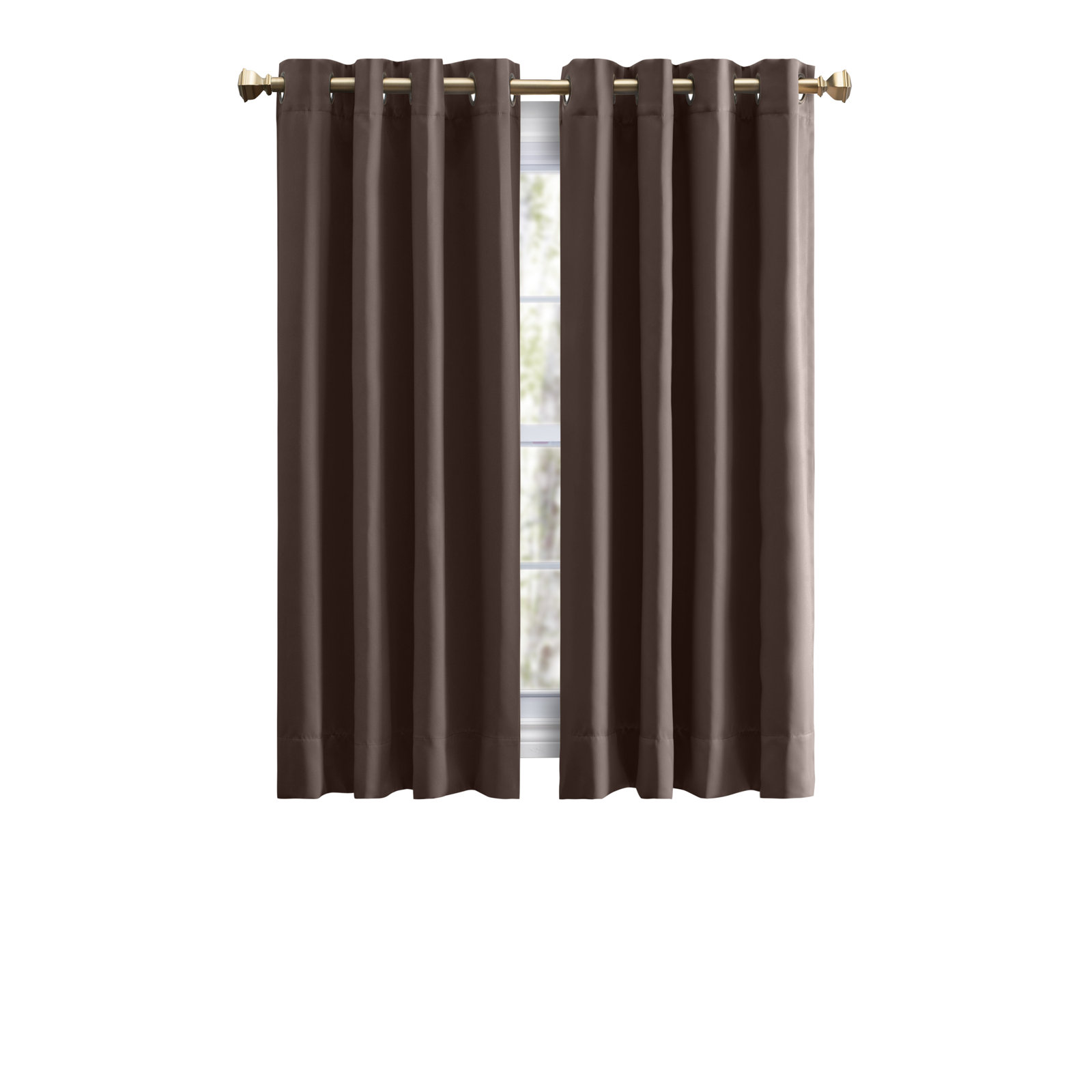 Ardelle Blackout Thermal Grommet Curtain Panel, Espresso with Antiqued Bronze Grommets, 56" W x 36" L