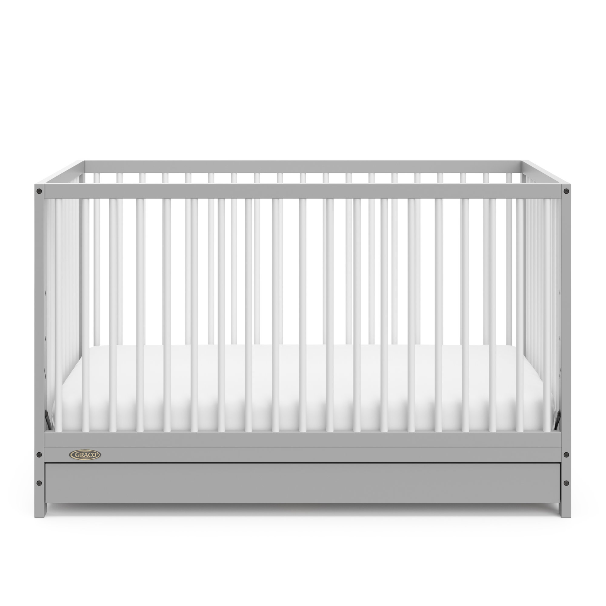 Teddi 5-in-1 Convertible Crib with Storage, Pebble Gray/White, Crib