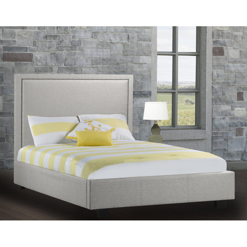Lit standard rembourré Stowers, Lin - Gris anthracite, Double