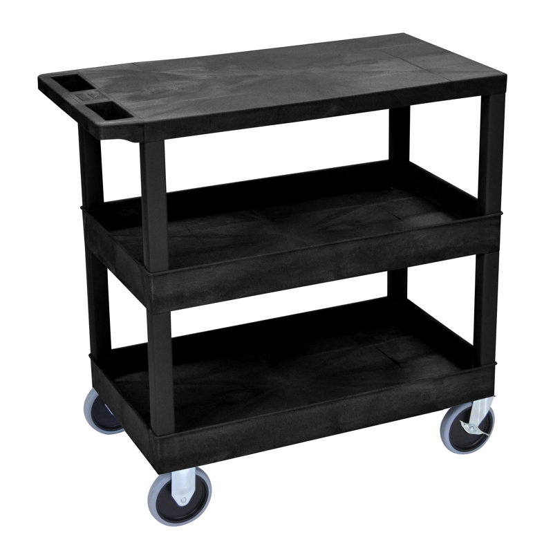 Black Heavy Duty 3-Shelf Utility Cart with Casters