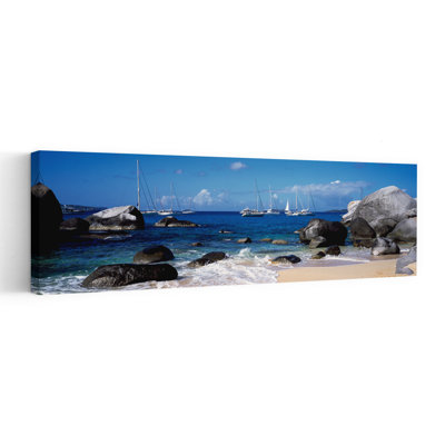 Sailboats In The Sea, The Baths, Virgin Gorda, British Virgin Islands Abstract Contemporary Landscape Nature Wall Art