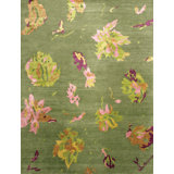 Capri Hand Knotted Floral Area Rug in Chartreuse/Yellow/Magenta/Rose