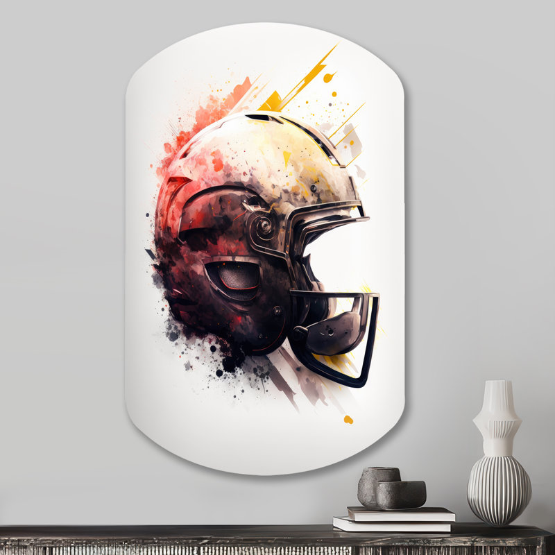 Football Football Helmet IV - Cylindre Sport Football, impression sur métal asymétrique, H 31 po x l 19 po