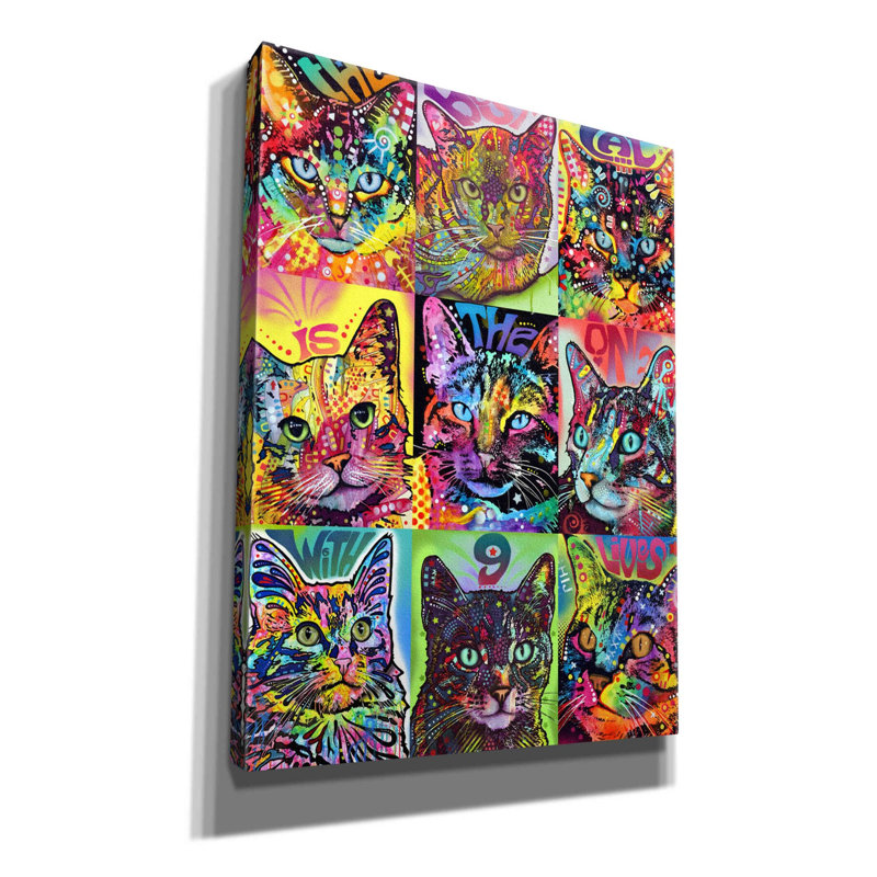 «Nine Up of Cats» par Dean Russo, estampe numérique sur toile, H 54 po x l 40 po x P 1,5 po