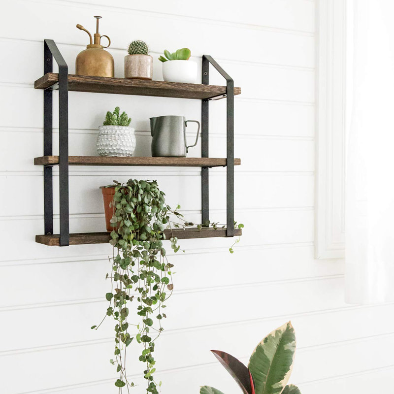 Floating Wall Shelves 3 Tier, 17" H x 17" W x 5" D
