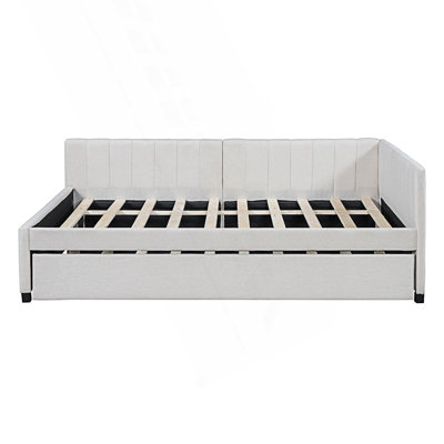 Full Size Upholstered Daybed With Trundle, Sofa Bed Frame, Day Bed