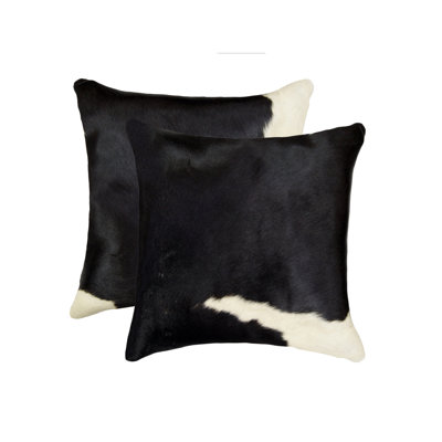 Set of Two 18" Cowhide Throw Pillows