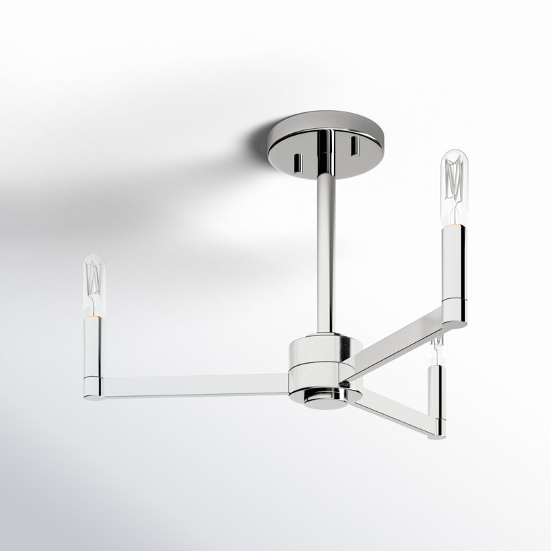 Plafonnier semi-encastré 3 lumières 20 po Patoma, Chrome