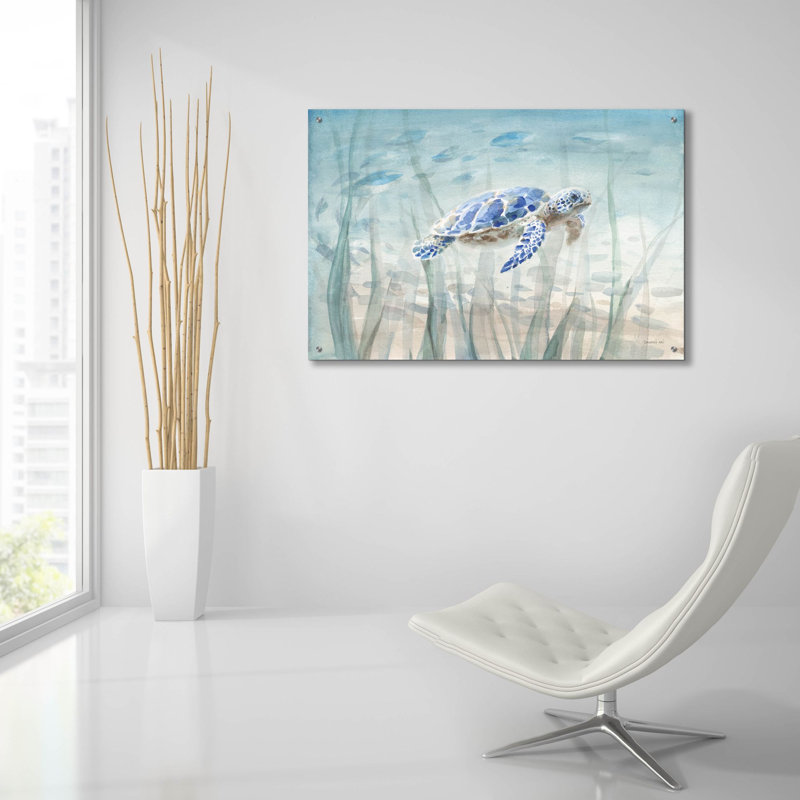 «Undersea Turtle» par Danhui Nai, art mural en verre acrylique, H 24 po x l 36 po x P 0,2 po