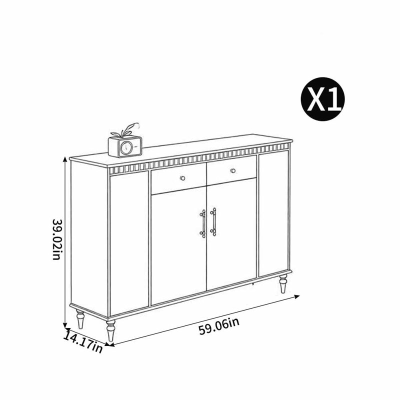 Armoire à chaussures de style américain, 39.02" H x 59.06" W x 14.17" D