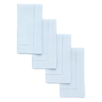 100% Pure Linen Hemstitch Dinner Napkins - Classic Hemstitch