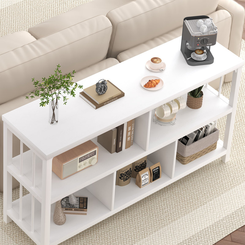 Horizontal Bookshelf, Modern Cube Storage Organizer Bookcase Wide Bookshelves, Industrial Wood Metal Book Shelf, Cube Shelf for Office Home Living Room
