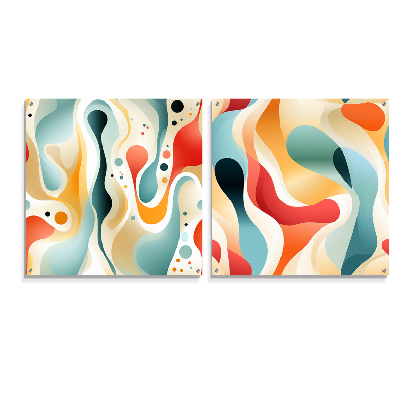 Daimarion - Ensemble de 2 peintures murales abstraites en acrylique, H 36 po x l 73 po