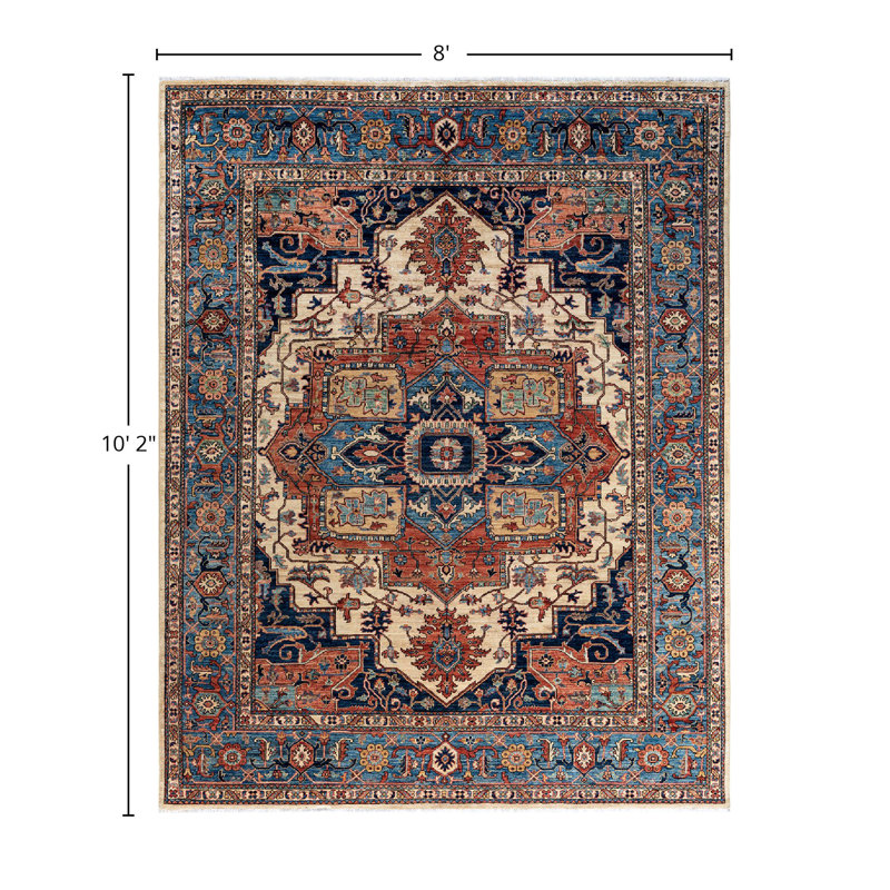 Tapis unique noué à la main Serapi - ivoire, 8 pi 0 po x 10 pi 2 po