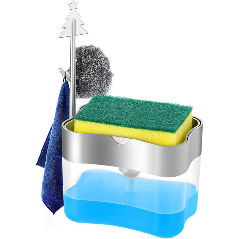 New 2023 Version Soap Dispenser With Added Features - Premium Quality Dish Soap Dispenser - Countertop Kitchen Soap Dispenser, Sink Dish Washing 13 Ounces (Sponge Included)