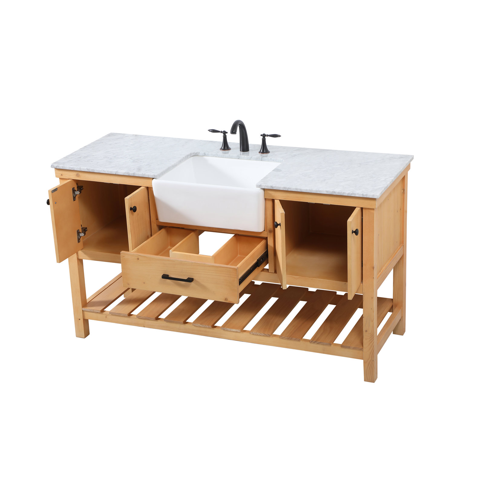 Pelaghia 60'' Single Bathroom Vanity, Natural Wood