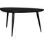 Table basse triangulaire noire, en bois massif fait à la main, pieds en fer évasés fuselés, support, profondeur de 17 pouces de hauteur