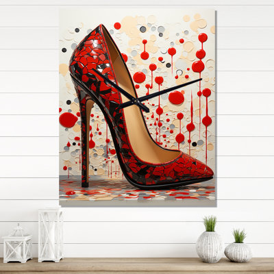 Black And Red High Heels Symphony V - Fashion Wall Clock Oversized