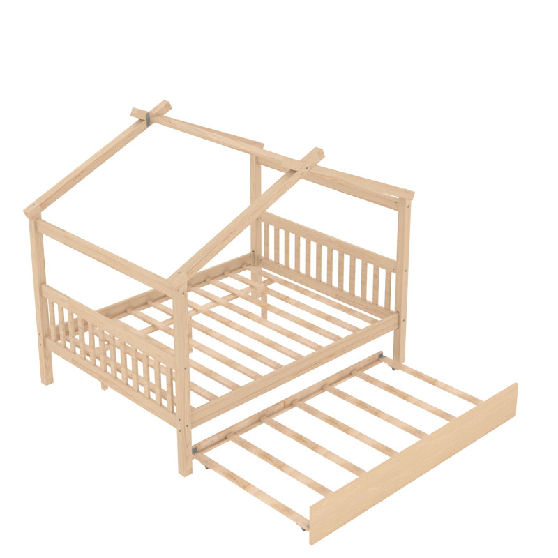 Pisinemo House Beds with Trundle, Natural, Full / Double