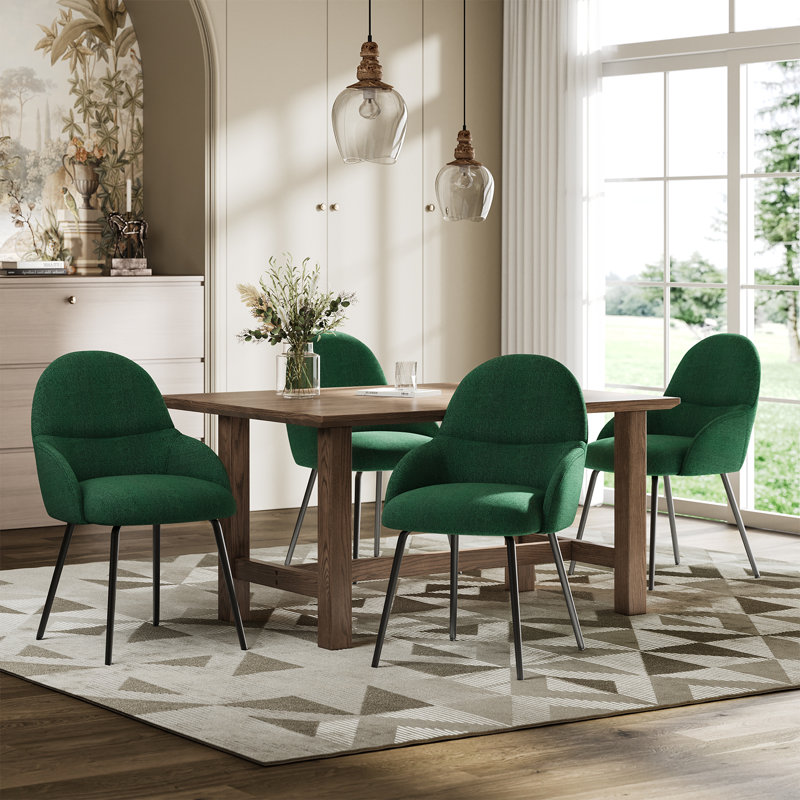 Antin Upholstered Armchair with Metal Legs for Kitchen Dining Room Living Room, Green Linen