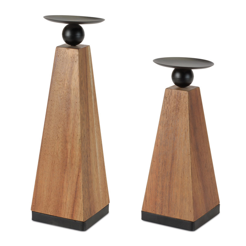 Porte-bougie effilé en bois