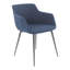 Ensemble de deux fauteuils de salle à manger en tissu bleu et argent
