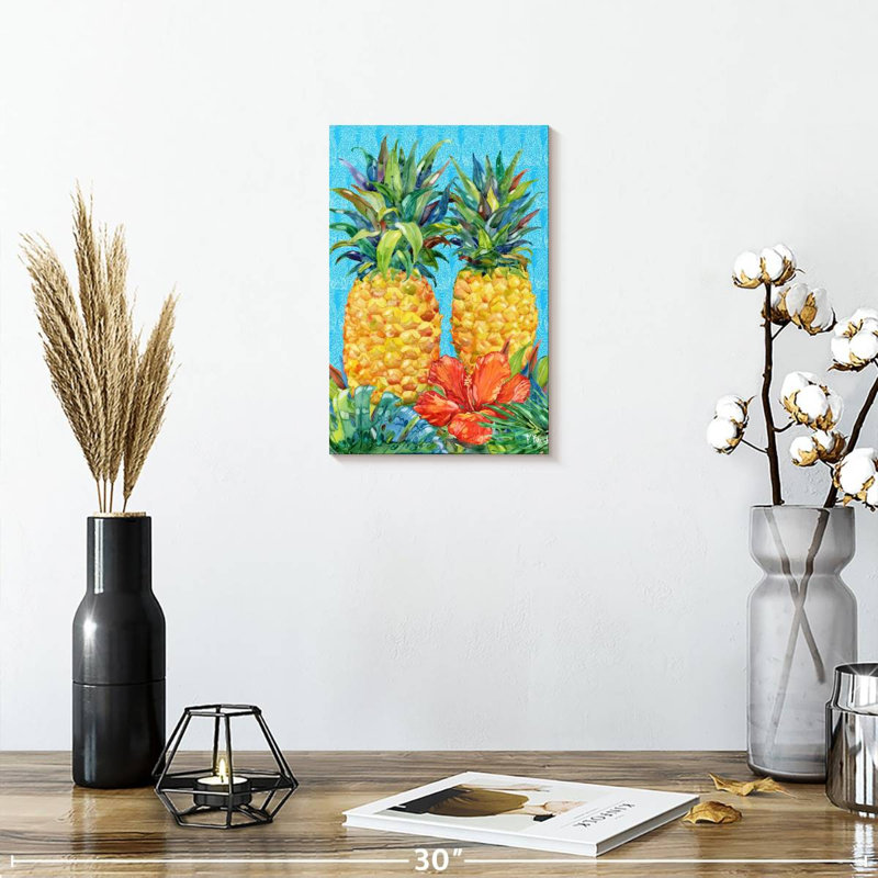 Ananas et hibiscus vert Yarlin Kona, H 12 po x l 8 po