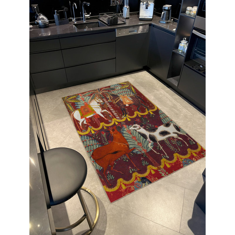 Yanelie Animal Print Indoor / Outdoor Rug, Rectangle 3'4" x 6'7"