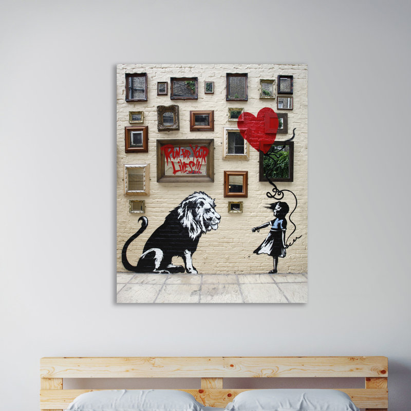 Run For Your Lives by Banksy - Wrapped Canvas Print, 38cm H x 30cm W x 4cm D