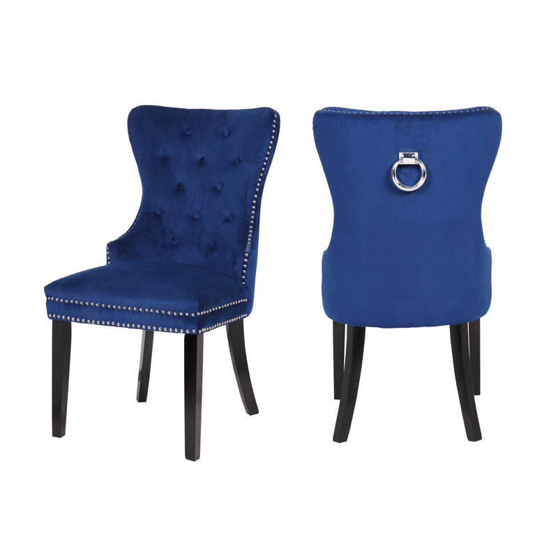 Kamryn 18'' H Tufted Velvet Upholstered Parsons Chair, Blue