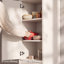 Armoire de cuisine autoportante OMCMUU de 180 cm de hauteur, 40 cm L x 40 cm P x 180 cm H, placard de rangement étroit avec 3 portes et étagères intérieures réglables, idéale pour ranger les aliments dans la cuisine ou la salle à manger, finis blanc et noyer, trousse anti-basculement incluse-1811190745