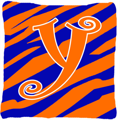 Monogramme initiale Tiger Stripe jet intérieur/extérieur oreiller