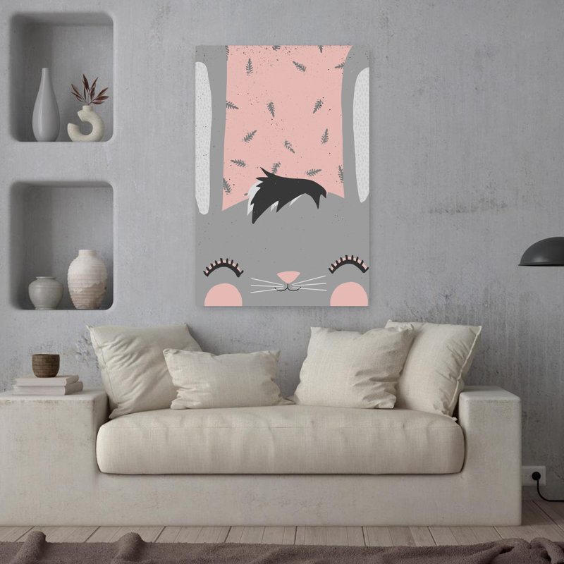 Art contemporain contemporain abstrait, H 36 po x l 24 po, Gris / Rose