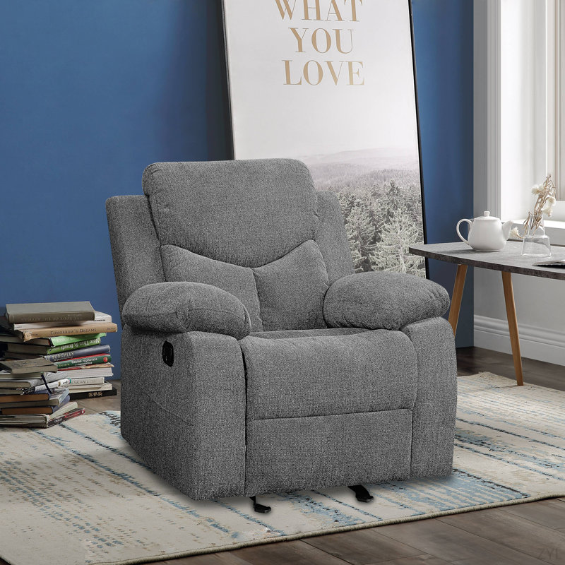 Gray Chenille Glider Recliner