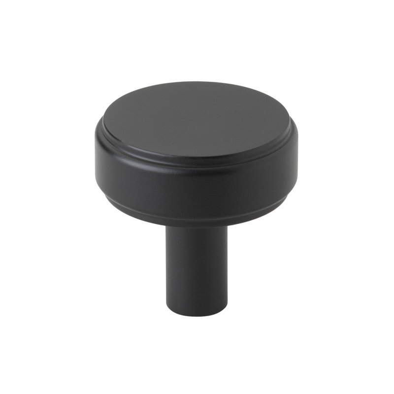 1-1/2" Diameter Solid Smooth Round Cabinet Knob, Matte Black